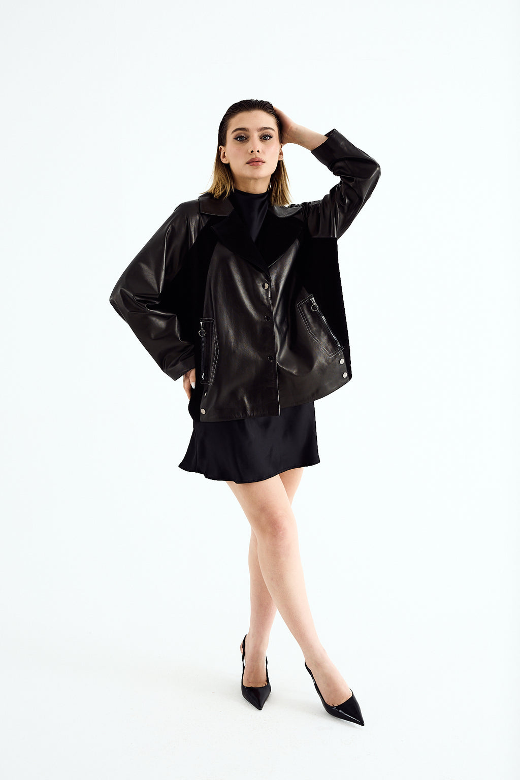NORA Black Zig Leather Jacket