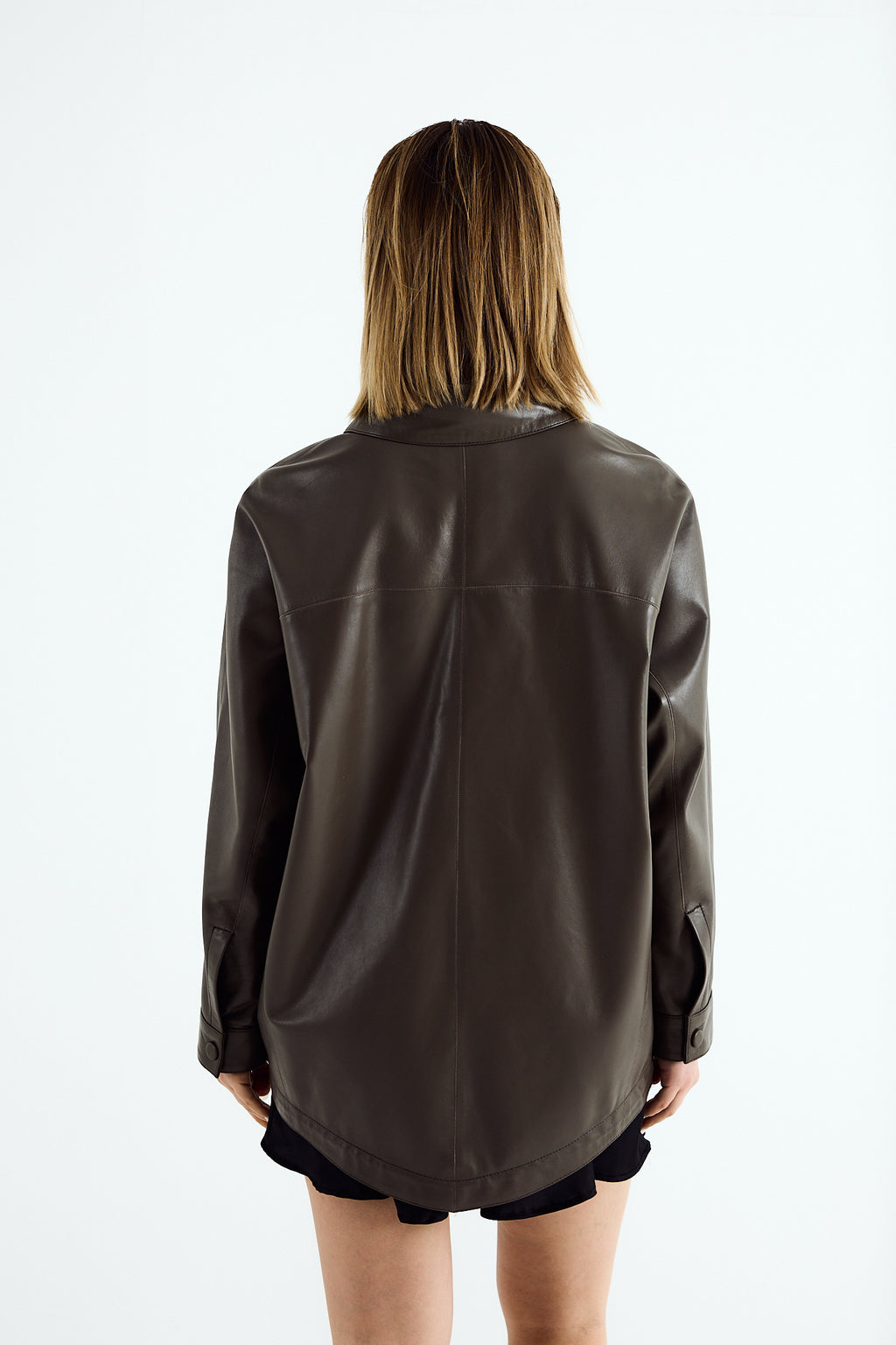 MARA Zig Leather Shirt Jacket
