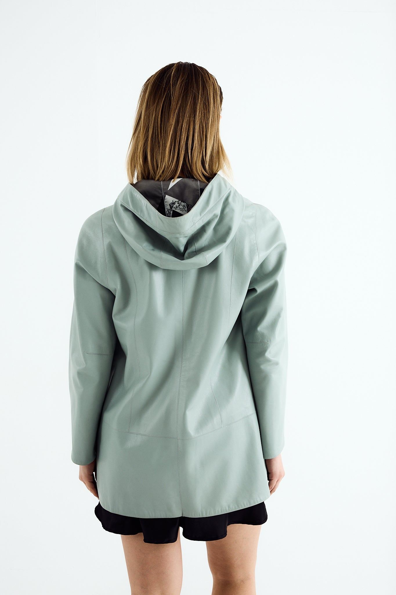 LIV Zig Leather Hooded Jacket