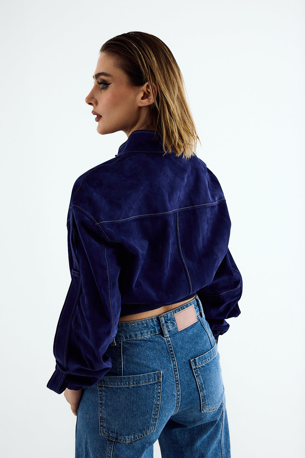 LIL Sand Blue Suede Utility Jacket