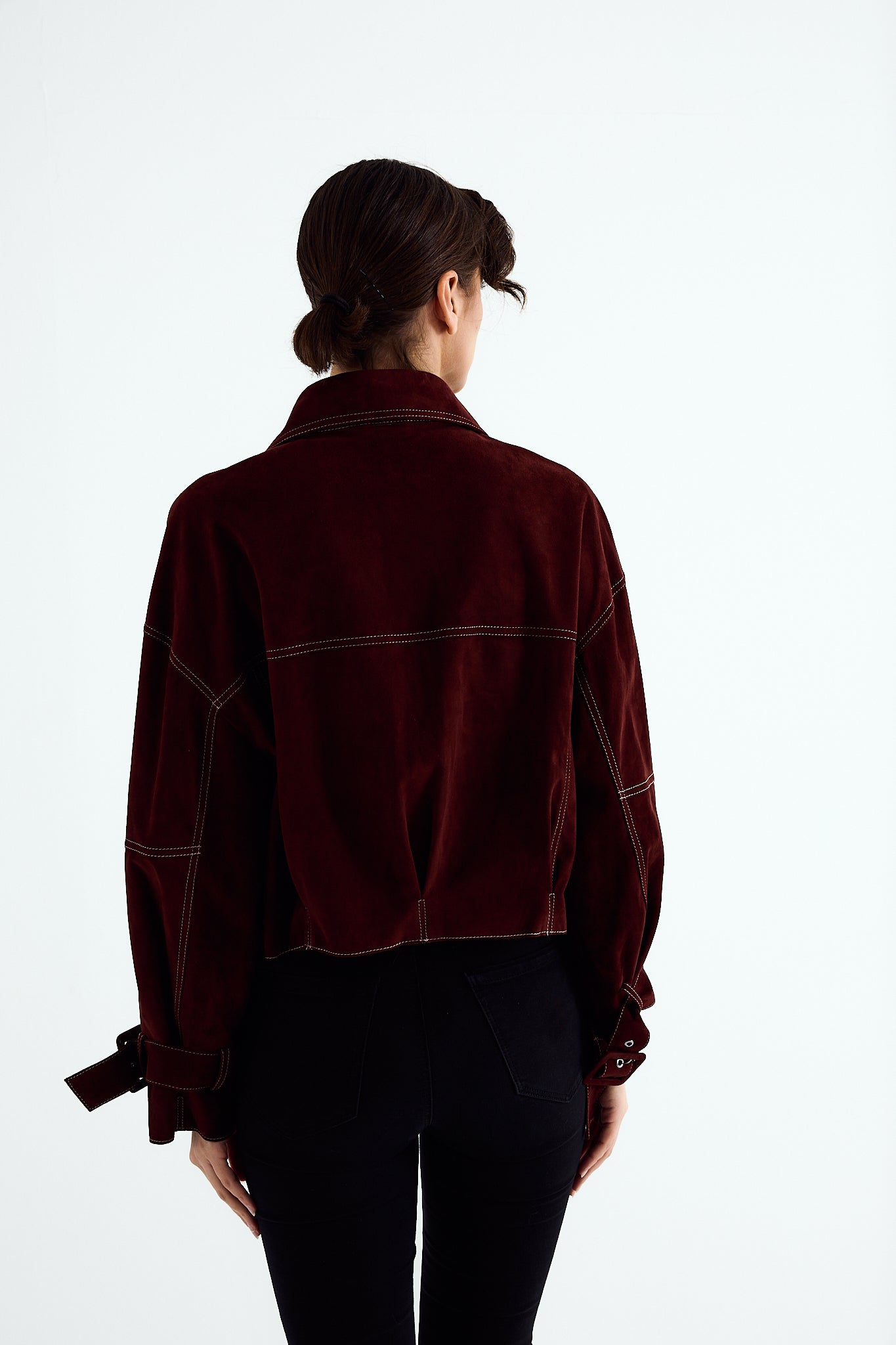 ELARA Plum Suede Utility Jacket
