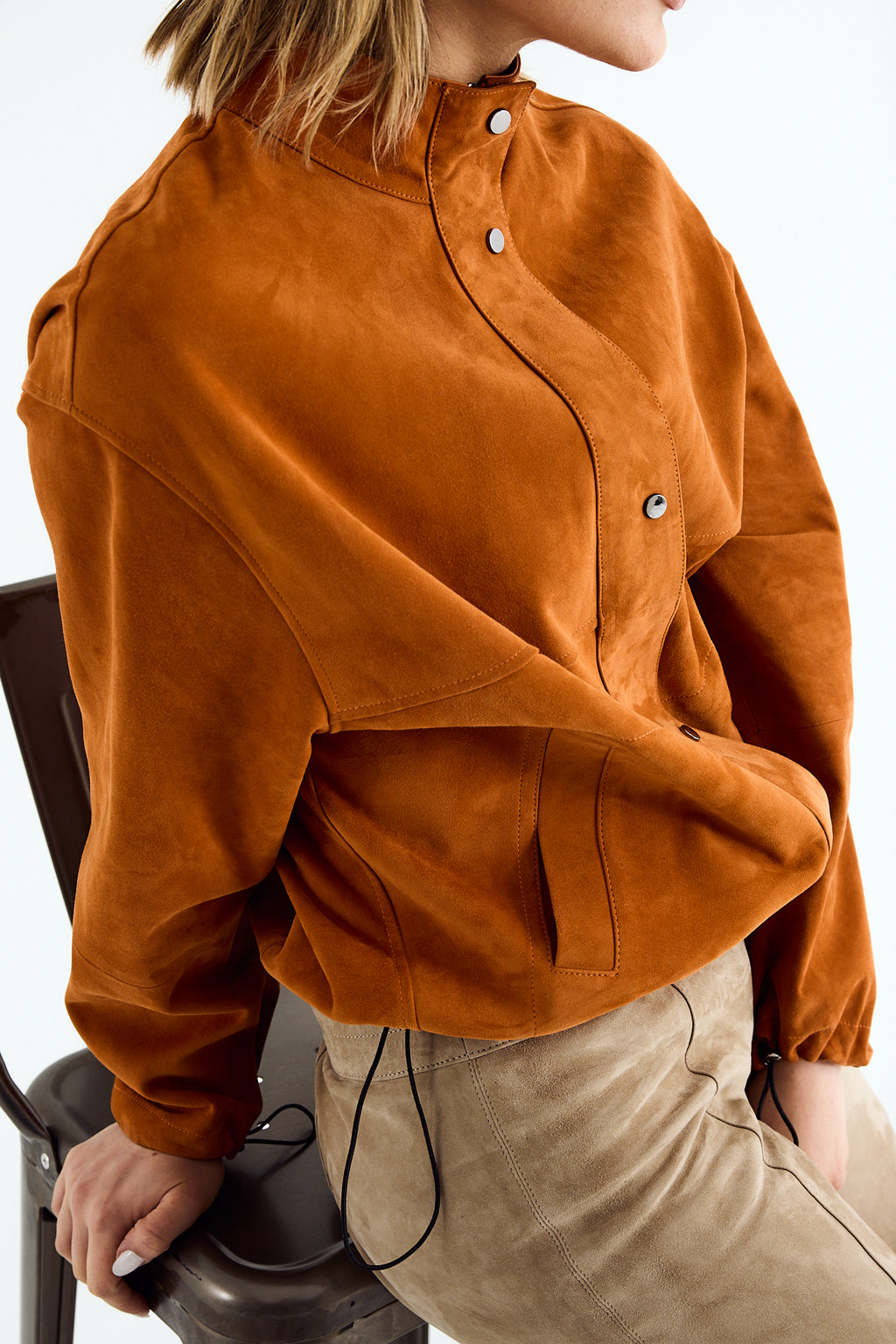 NOLA Papaya Suede Cropped Jacket