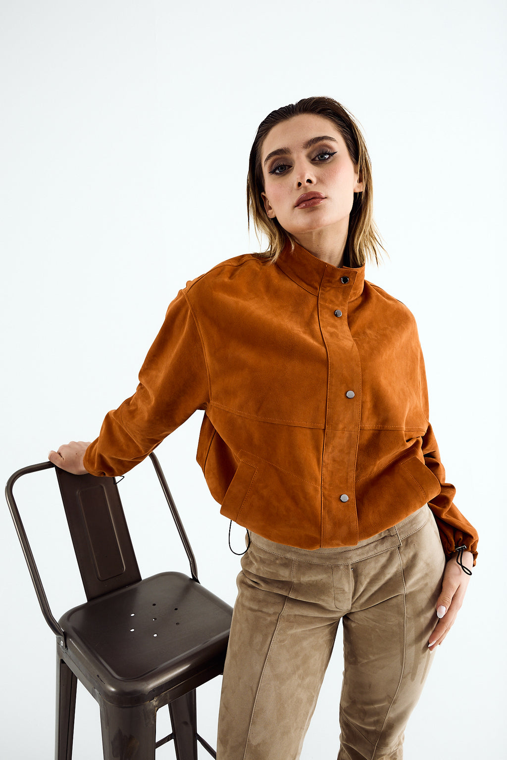 NOLA Papaya Suede Cropped Jacket