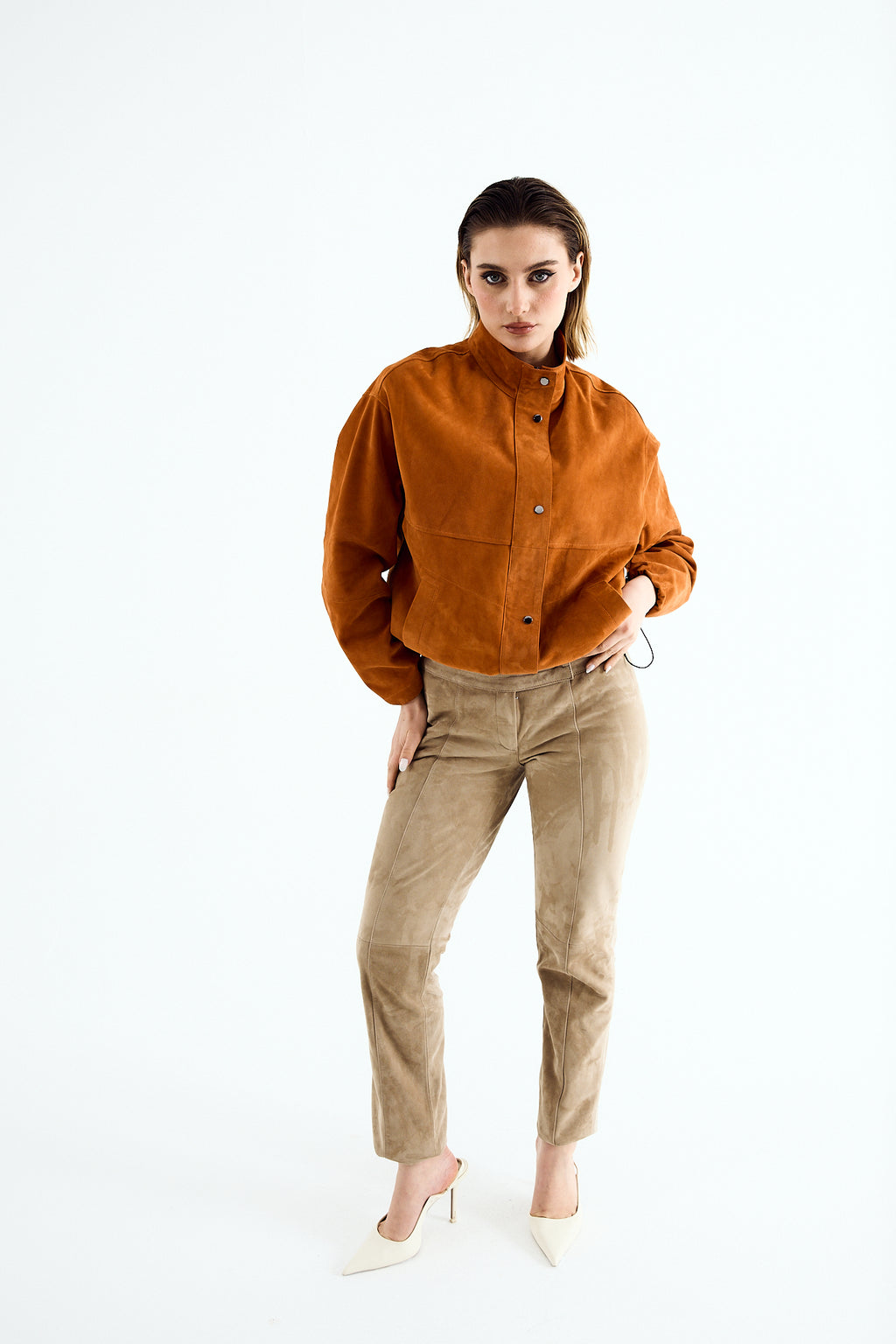 NOLA Papaya Suede Cropped Jacket