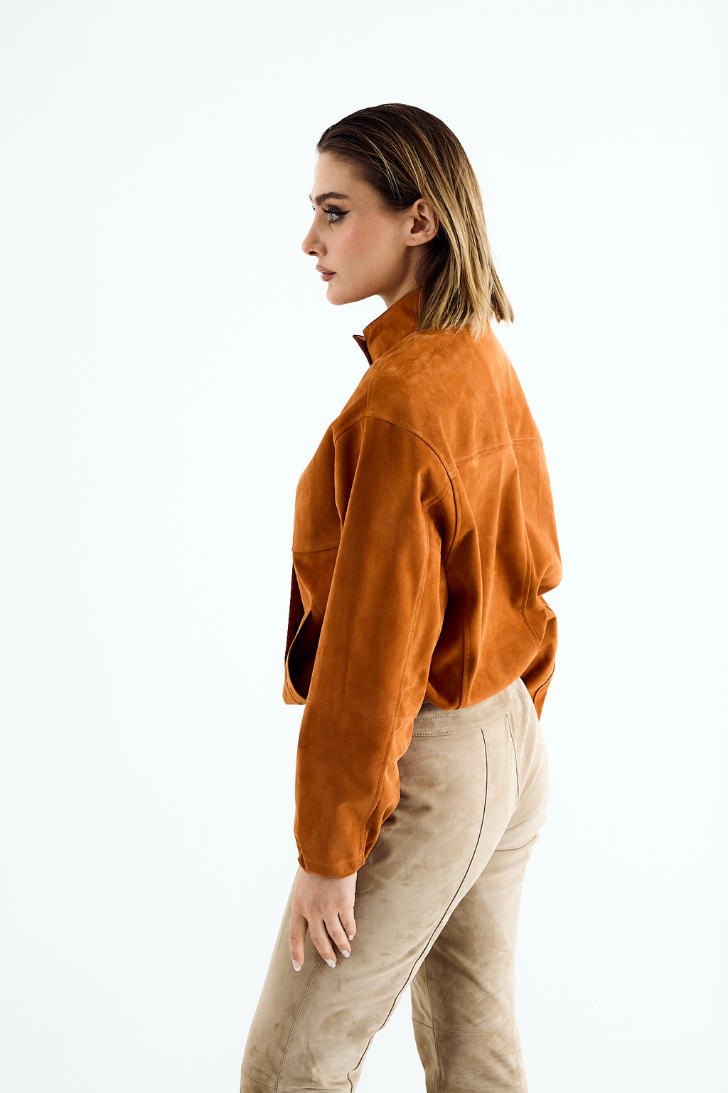 NOLA Papaya Suede Cropped Jacket