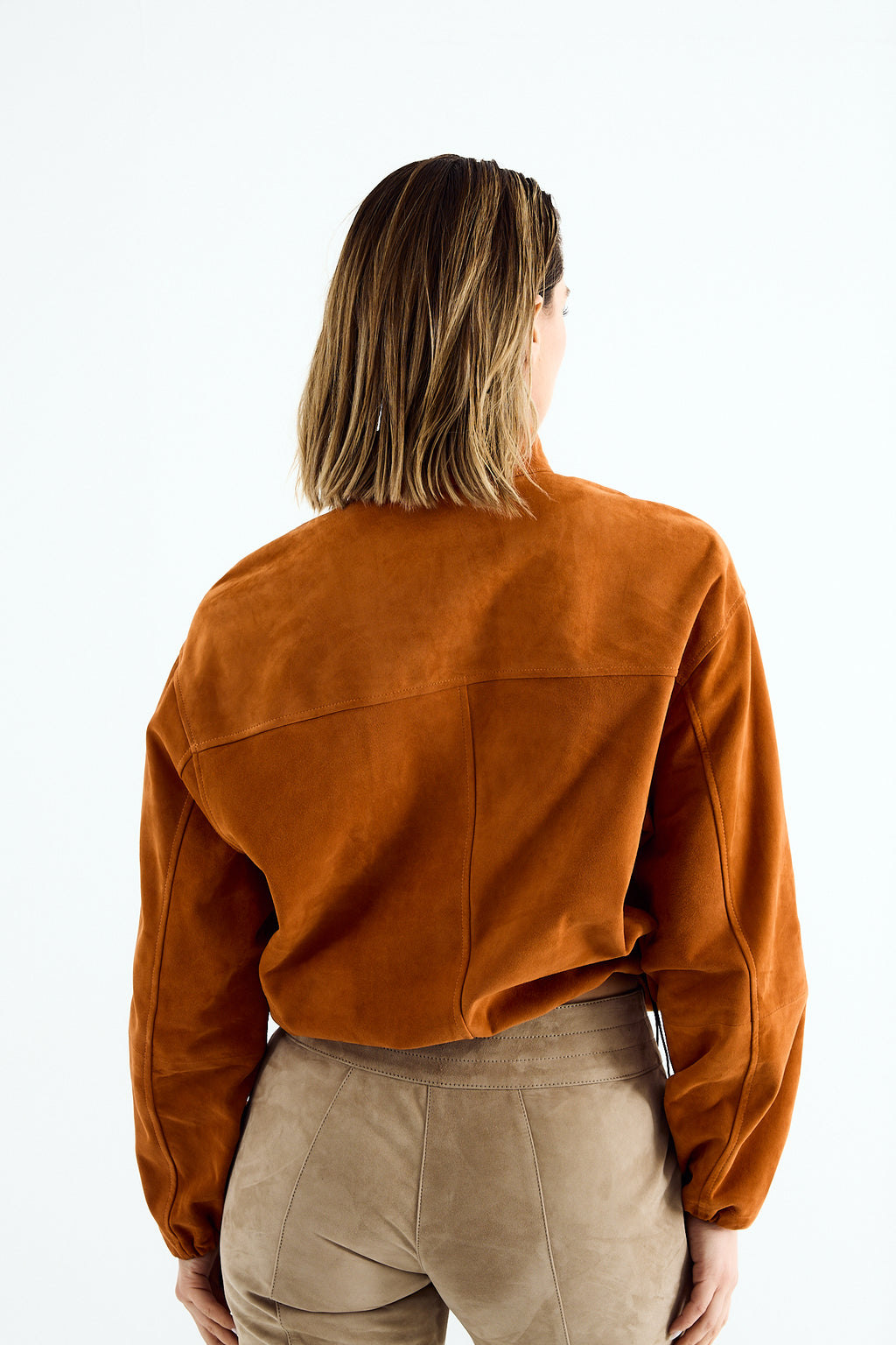 NOLA Papaya Suede Cropped Jacket
