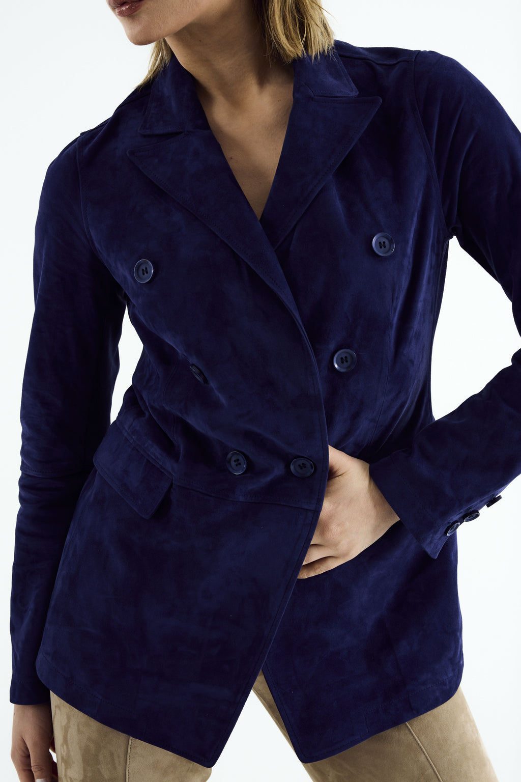 NORA Sand Blue Suede Blazer