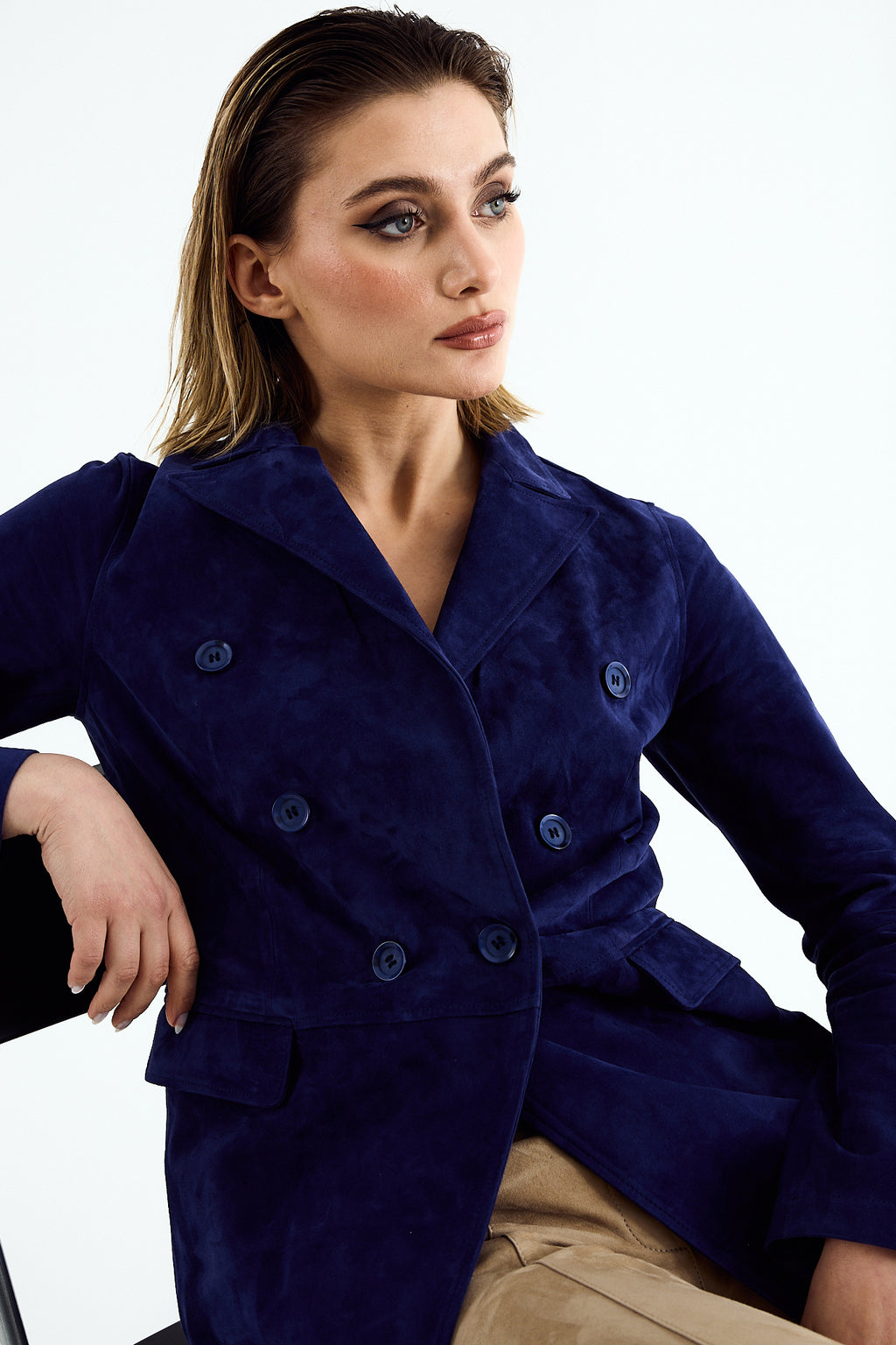 NORA Sand Blue Suede Blazer