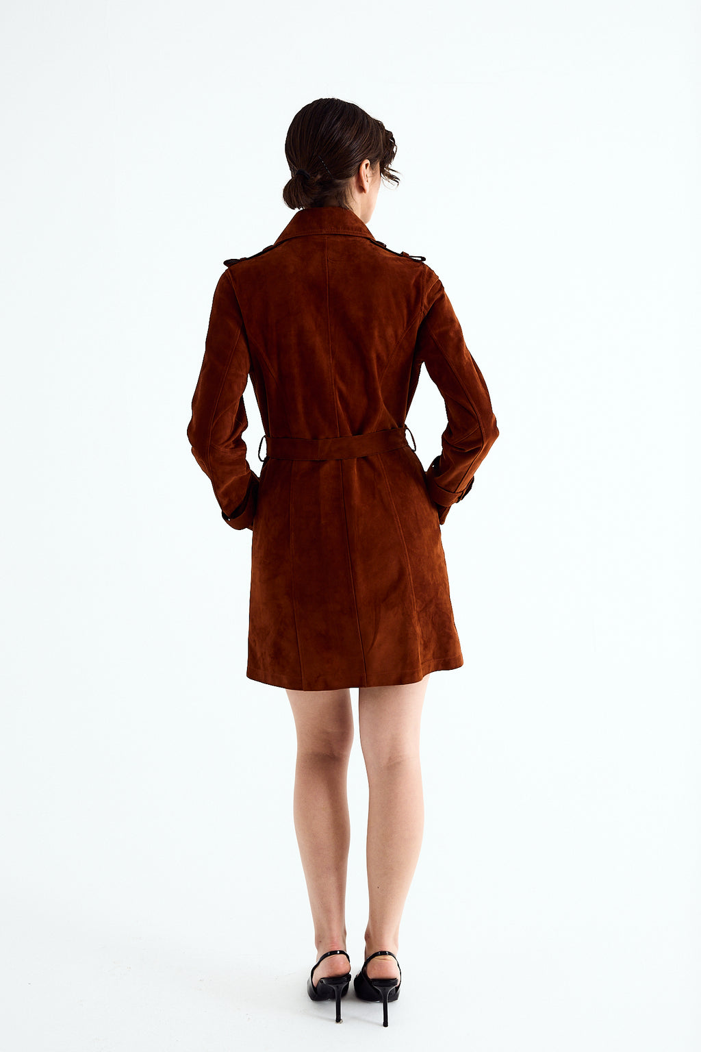 SIENA Cinnamon Suede Trench Coat