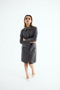ARIA Grey Leather Shirt Dress