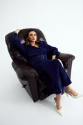 LUNA Sand Blue Suede Long Coat