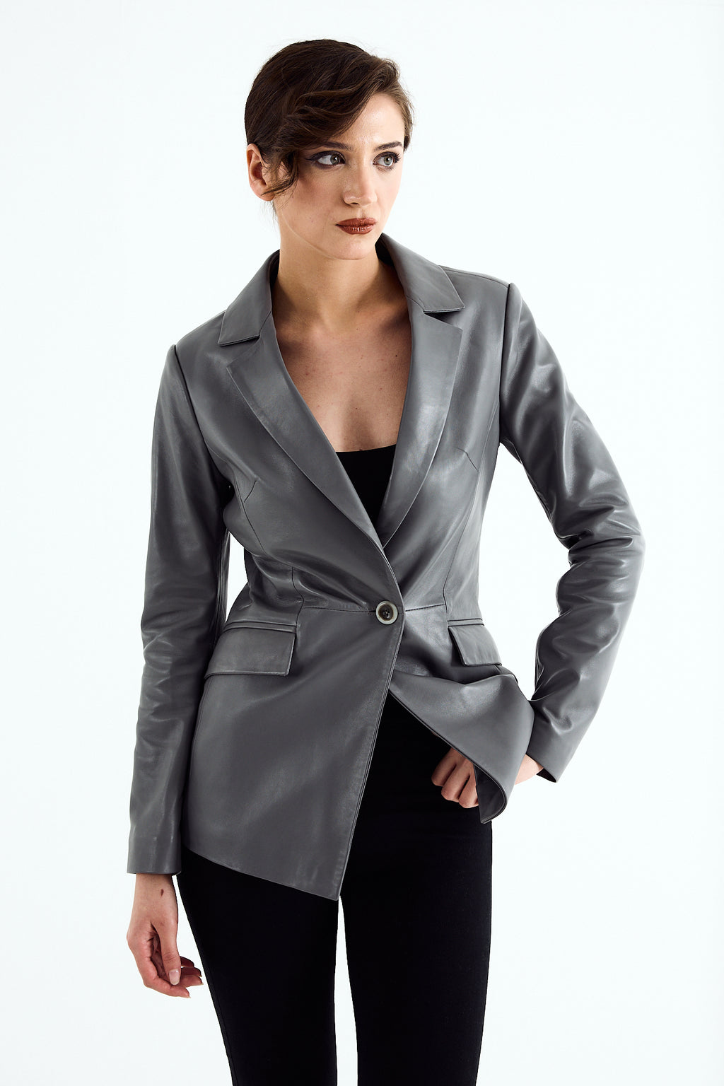 VERA Grey Leather Blazer