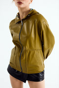 MILA Olive Zig Leather Jacket