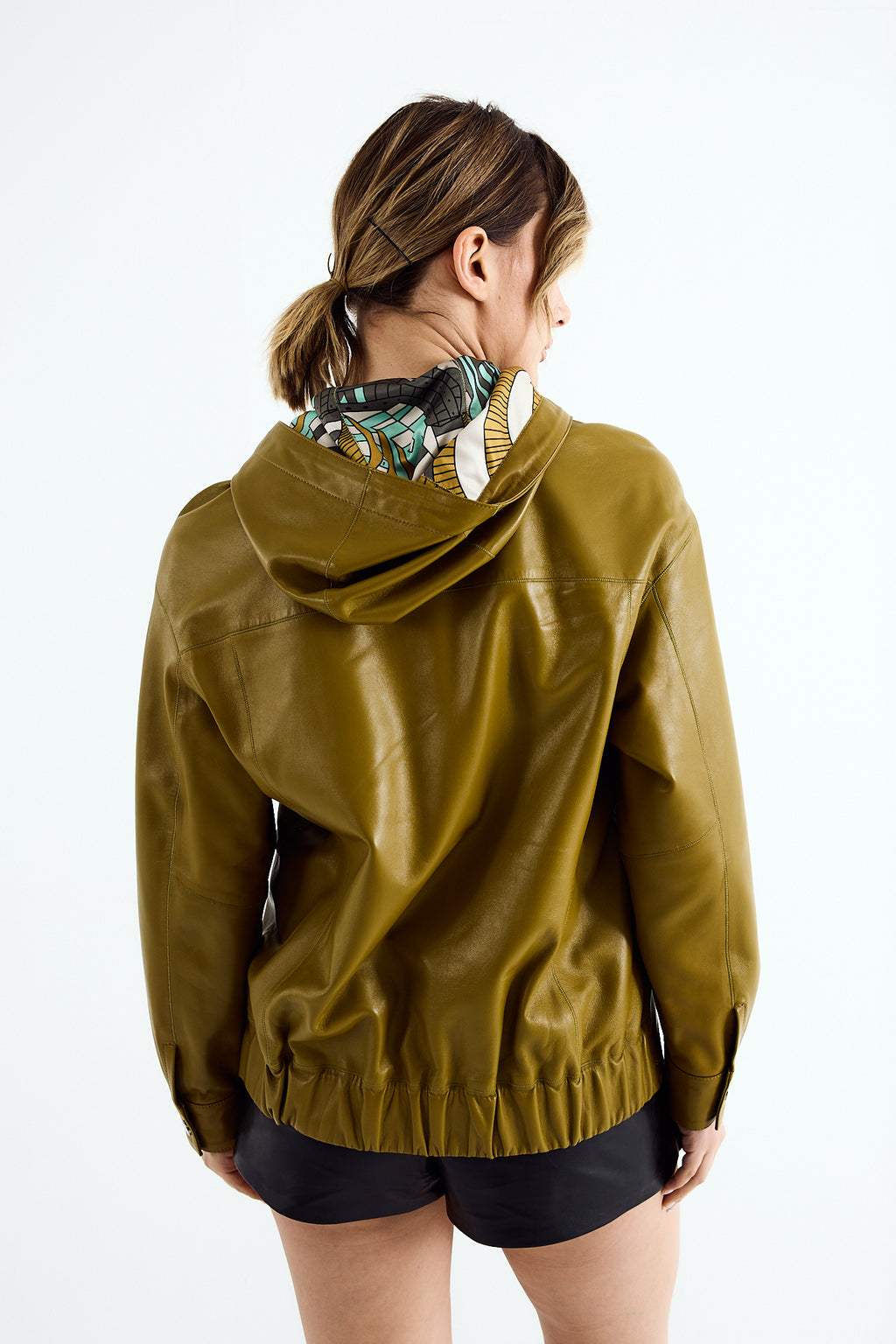 MILA Olive Zig Leather Jacket