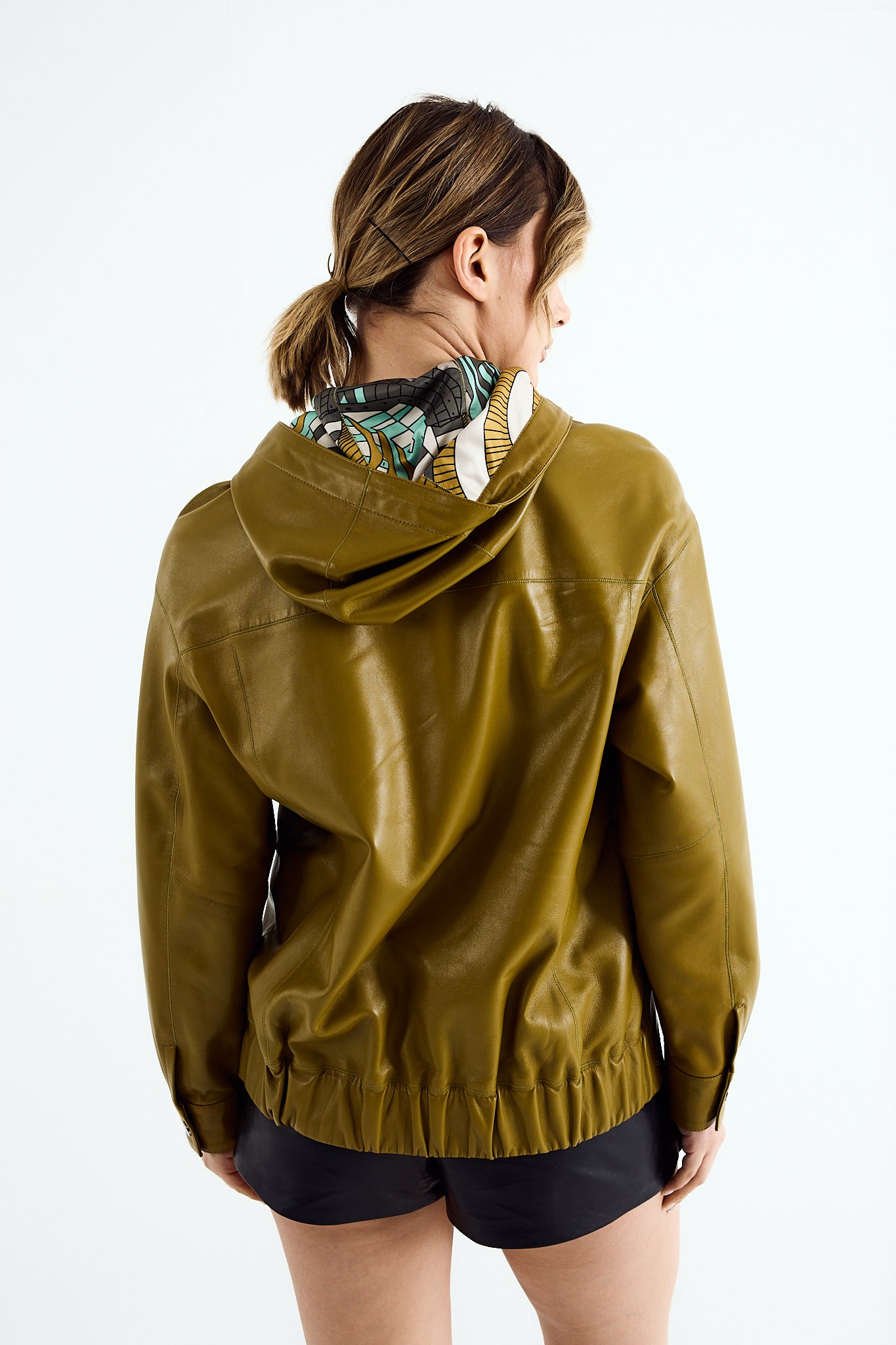 MILA Olive Zig Leather Jacket
