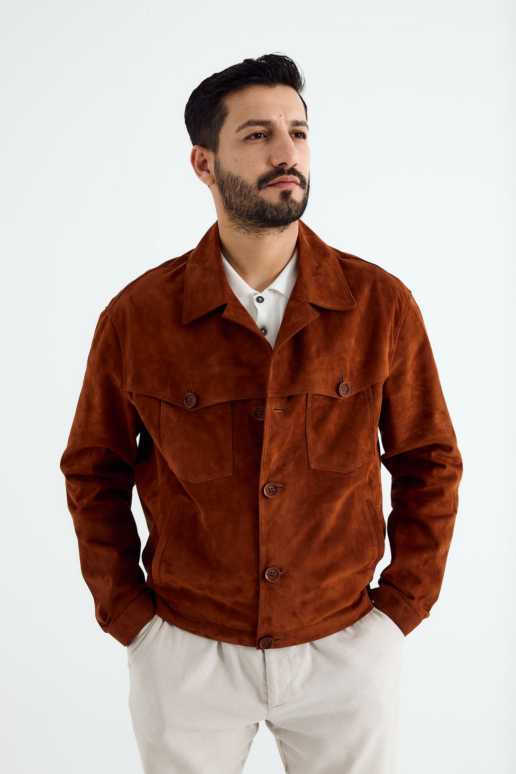 ENZO Suede Trucker Jacket